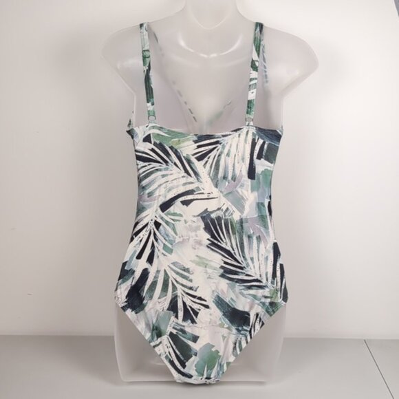 Niptuck Joanne MultiFit Cup One Piece Swimsuit Twisted Ruched Slimming Palm Leaf - Picture 6 of 11